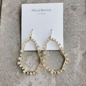 Alicia Bonnie Gold Clear Crystal Paige Drop Earrings NWT